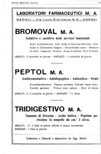 Nuova medicina italica rivista di medicina, scienze affini e problemi professionali