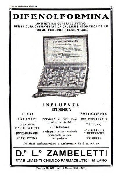 Nuova medicina italica rivista di medicina, scienze affini e problemi professionali