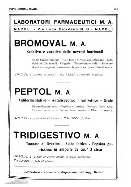 Nuova medicina italica rivista di medicina, scienze affini e problemi professionali