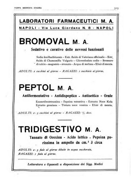 Nuova medicina italica rivista di medicina, scienze affini e problemi professionali