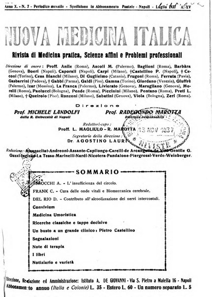 Nuova medicina italica rivista di medicina, scienze affini e problemi professionali