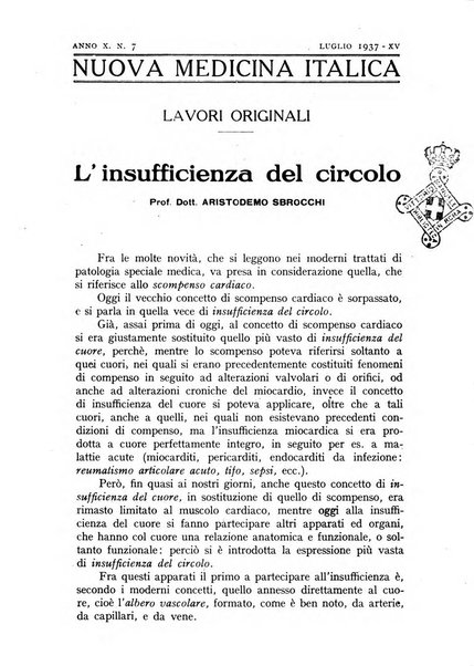 Nuova medicina italica rivista di medicina, scienze affini e problemi professionali