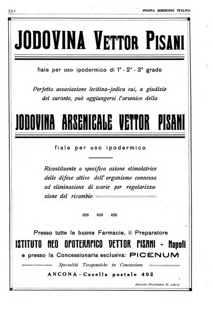 Nuova medicina italica rivista di medicina, scienze affini e problemi professionali