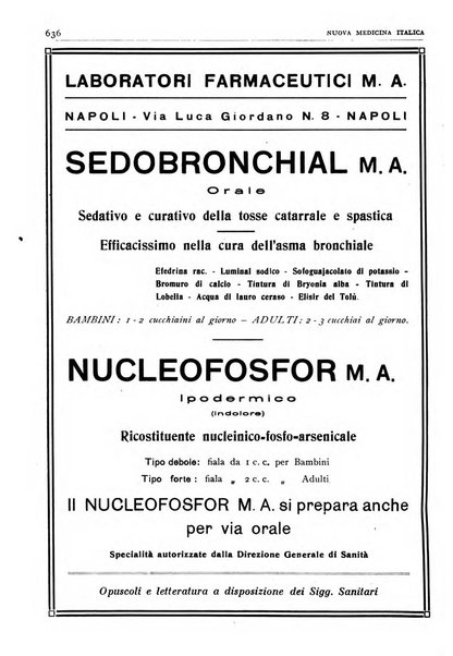 Nuova medicina italica rivista di medicina, scienze affini e problemi professionali