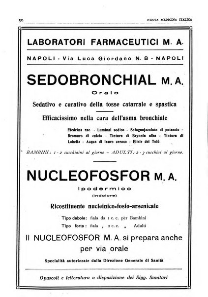 Nuova medicina italica rivista di medicina, scienze affini e problemi professionali