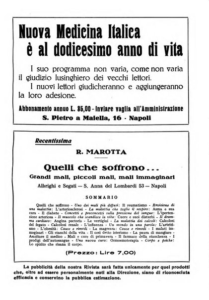 Nuova medicina italica rivista di medicina, scienze affini e problemi professionali