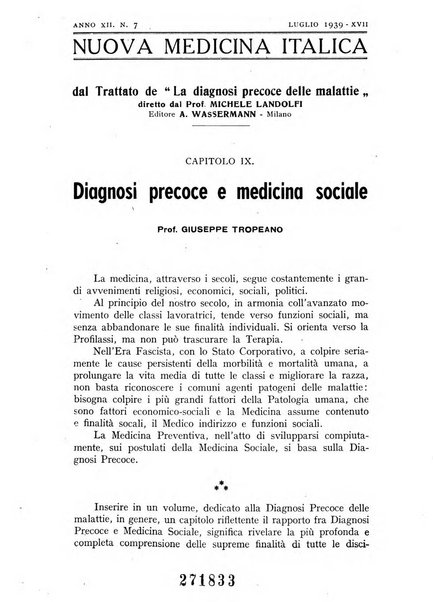 Nuova medicina italica rivista di medicina, scienze affini e problemi professionali