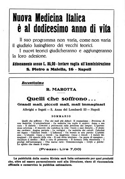 Nuova medicina italica rivista di medicina, scienze affini e problemi professionali