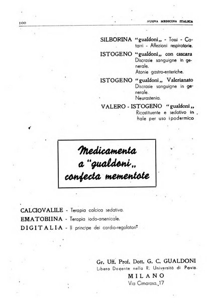 Nuova medicina italica rivista di medicina, scienze affini e problemi professionali