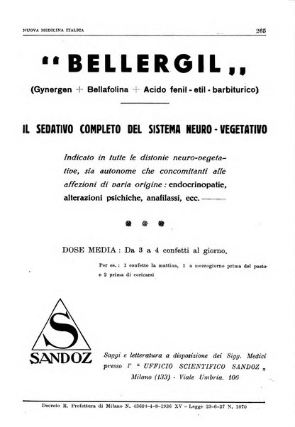 Nuova medicina italica rivista di medicina, scienze affini e problemi professionali