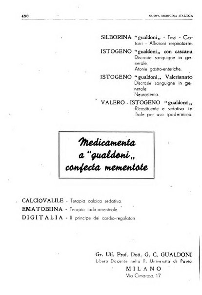 Nuova medicina italica rivista di medicina, scienze affini e problemi professionali