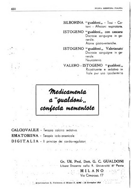 Nuova medicina italica rivista di medicina, scienze affini e problemi professionali