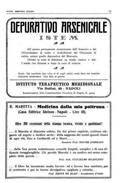 Nuova medicina italica rivista di medicina, scienze affini e problemi professionali