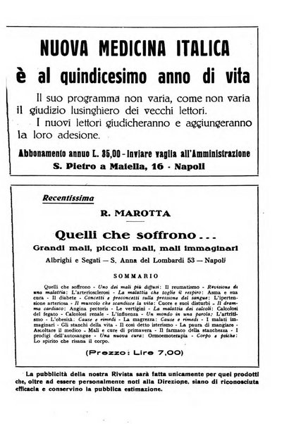 Nuova medicina italica rivista di medicina, scienze affini e problemi professionali