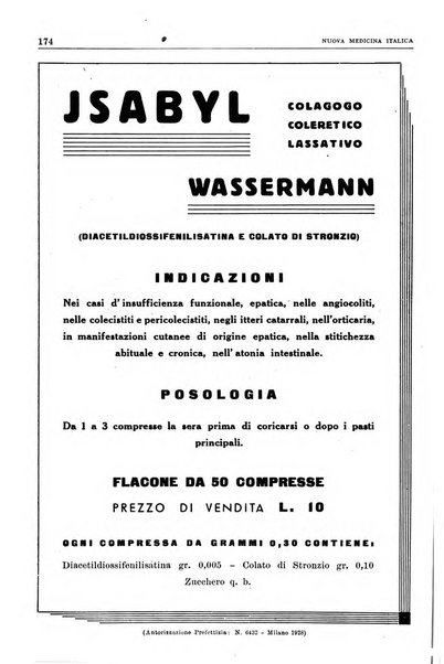 Nuova medicina italica rivista di medicina, scienze affini e problemi professionali