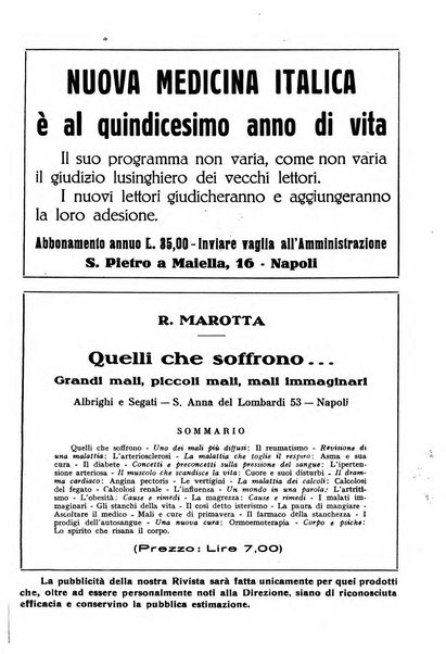 Nuova medicina italica rivista di medicina, scienze affini e problemi professionali