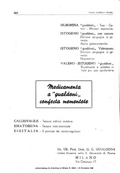 Nuova medicina italica rivista di medicina, scienze affini e problemi professionali