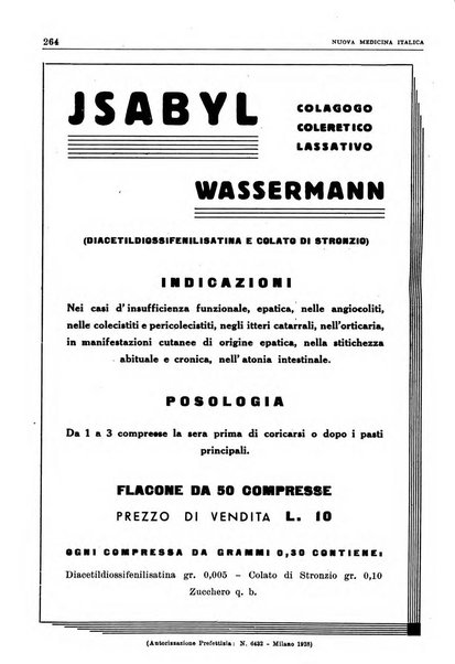 Nuova medicina italica rivista di medicina, scienze affini e problemi professionali