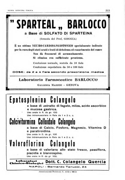 Nuova medicina italica rivista di medicina, scienze affini e problemi professionali