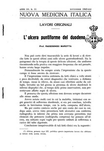 Nuova medicina italica rivista di medicina, scienze affini e problemi professionali