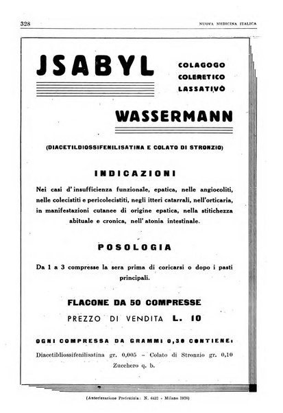 Nuova medicina italica rivista di medicina, scienze affini e problemi professionali