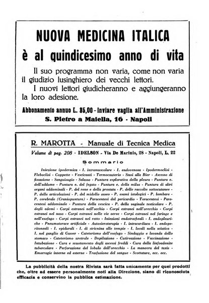 Nuova medicina italica rivista di medicina, scienze affini e problemi professionali