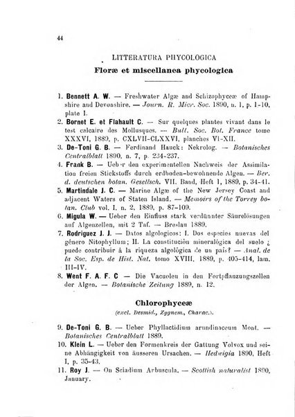 La nuova Notarisia rassegna trimestrale consacrata allo studio delle alghe