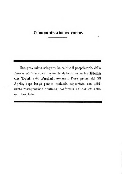 La nuova Notarisia rassegna trimestrale consacrata allo studio delle alghe