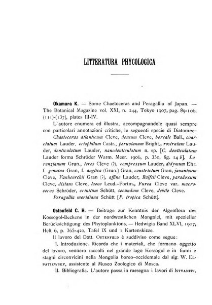 La nuova Notarisia rassegna trimestrale consacrata allo studio delle alghe