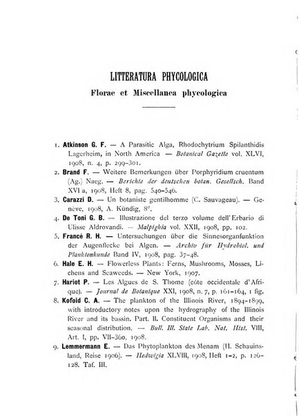 La nuova Notarisia rassegna trimestrale consacrata allo studio delle alghe