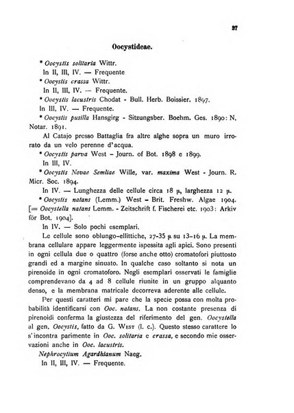 La nuova Notarisia rassegna trimestrale consacrata allo studio delle alghe