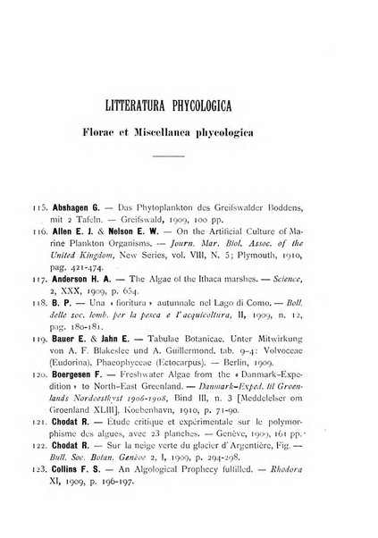 La nuova Notarisia rassegna trimestrale consacrata allo studio delle alghe