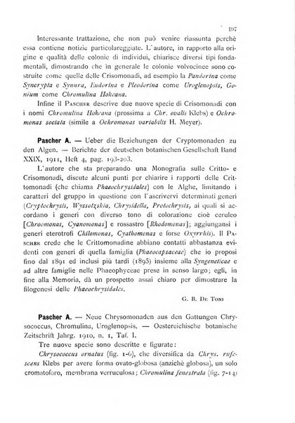 La nuova Notarisia rassegna trimestrale consacrata allo studio delle alghe