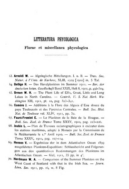 La nuova Notarisia rassegna trimestrale consacrata allo studio delle alghe