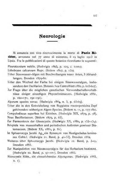 La nuova Notarisia rassegna trimestrale consacrata allo studio delle alghe