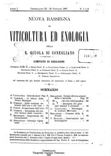 Nuova rassegna di viticoltura ed enologia della Regia scuola di Conegliano