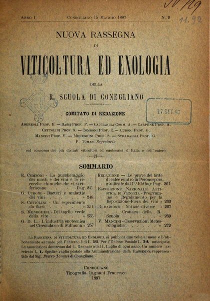 Nuova rassegna di viticoltura ed enologia della Regia scuola di Conegliano