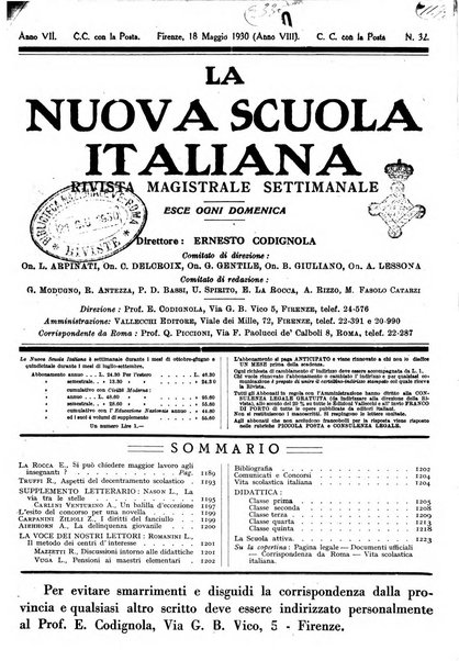 La nuova scuola italiana rivista magistrale settimanale