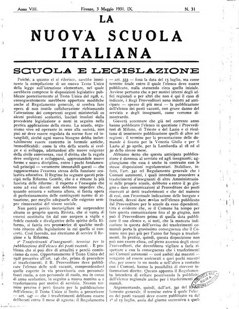 La nuova scuola italiana rivista magistrale settimanale