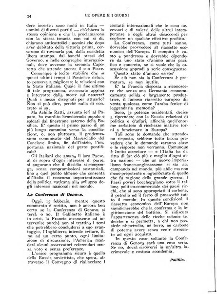 Le opere e i giorni rassegna mensile di politica, lettere, arti, etc