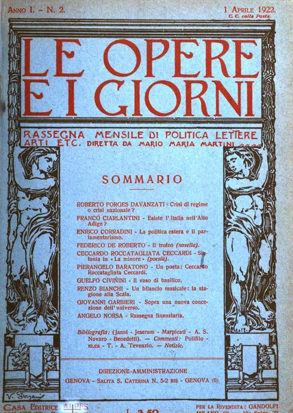 Le opere e i giorni rassegna mensile di politica, lettere, arti, etc