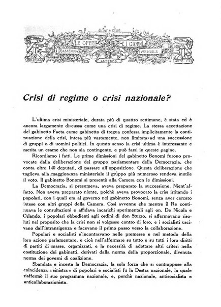 Le opere e i giorni rassegna mensile di politica, lettere, arti, etc