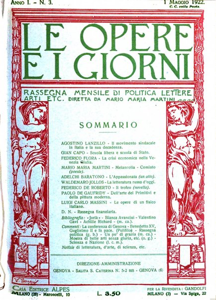 Le opere e i giorni rassegna mensile di politica, lettere, arti, etc