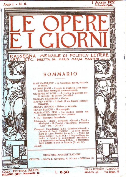 Le opere e i giorni rassegna mensile di politica, lettere, arti, etc