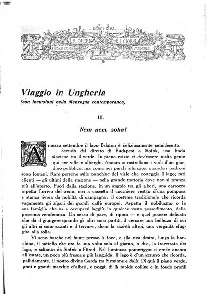 Le opere e i giorni rassegna mensile di politica, lettere, arti, etc