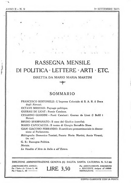 Le opere e i giorni rassegna mensile di politica, lettere, arti, etc