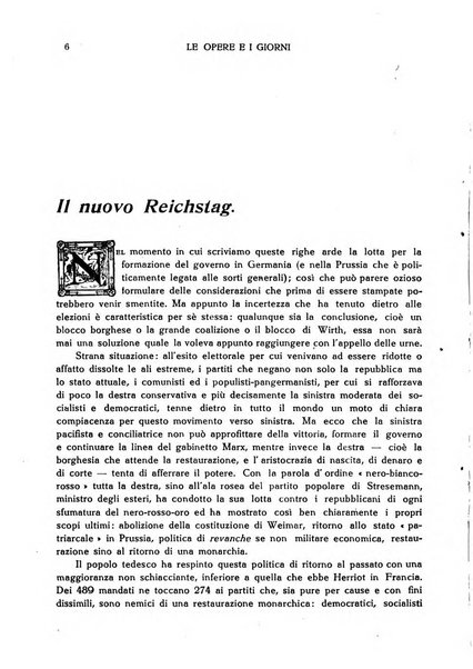 Le opere e i giorni rassegna mensile di politica, lettere, arti, etc