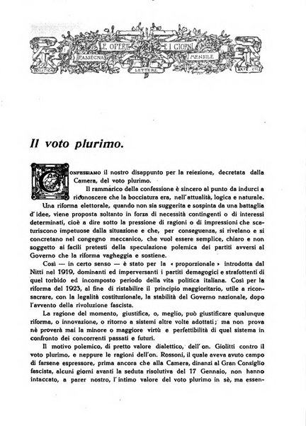 Le opere e i giorni rassegna mensile di politica, lettere, arti, etc