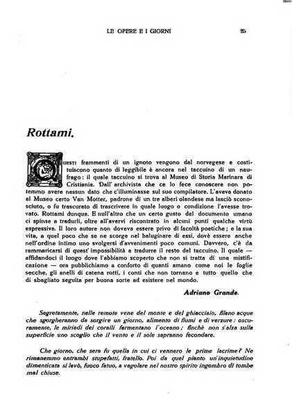 Le opere e i giorni rassegna mensile di politica, lettere, arti, etc