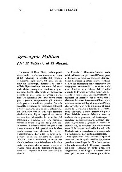 Le opere e i giorni rassegna mensile di politica, lettere, arti, etc